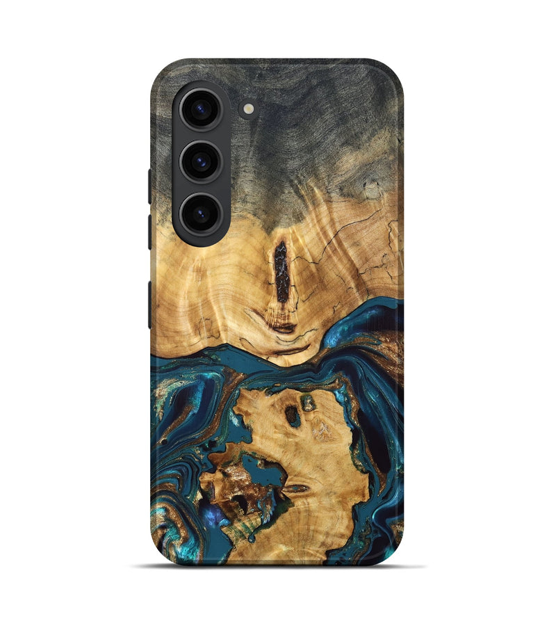 Galaxy S23 Wood Live Edge Phone Case - Keira (Teal & Gold, 832836)