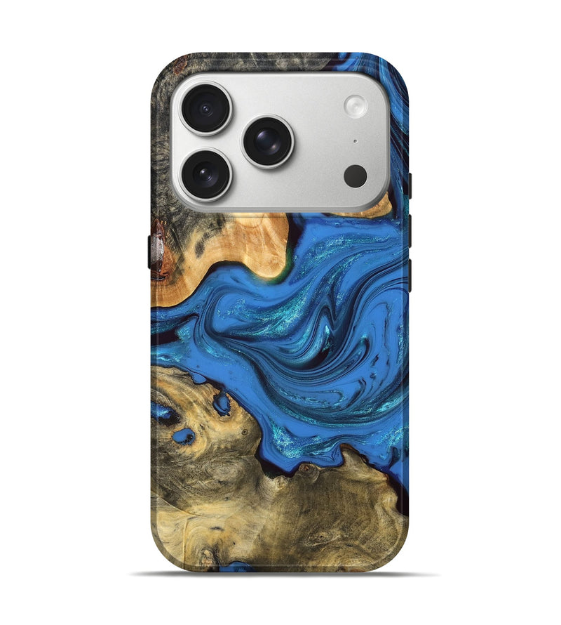 iPhone 17 Pro Wood Live Edge Phone Case - Alvie (Blue, 832837)