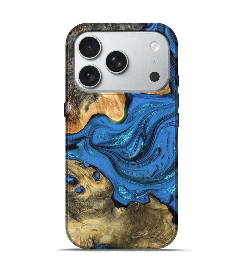 iPhone 18 Pro Wood Live Edge Phone Case - Alvie (Blue, 832837)