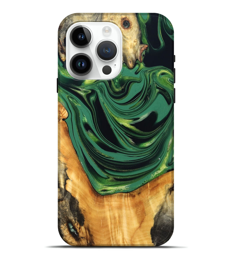 iPhone 15 Pro Max Wood Live Edge Phone Case - Manuela (Green, 832838)