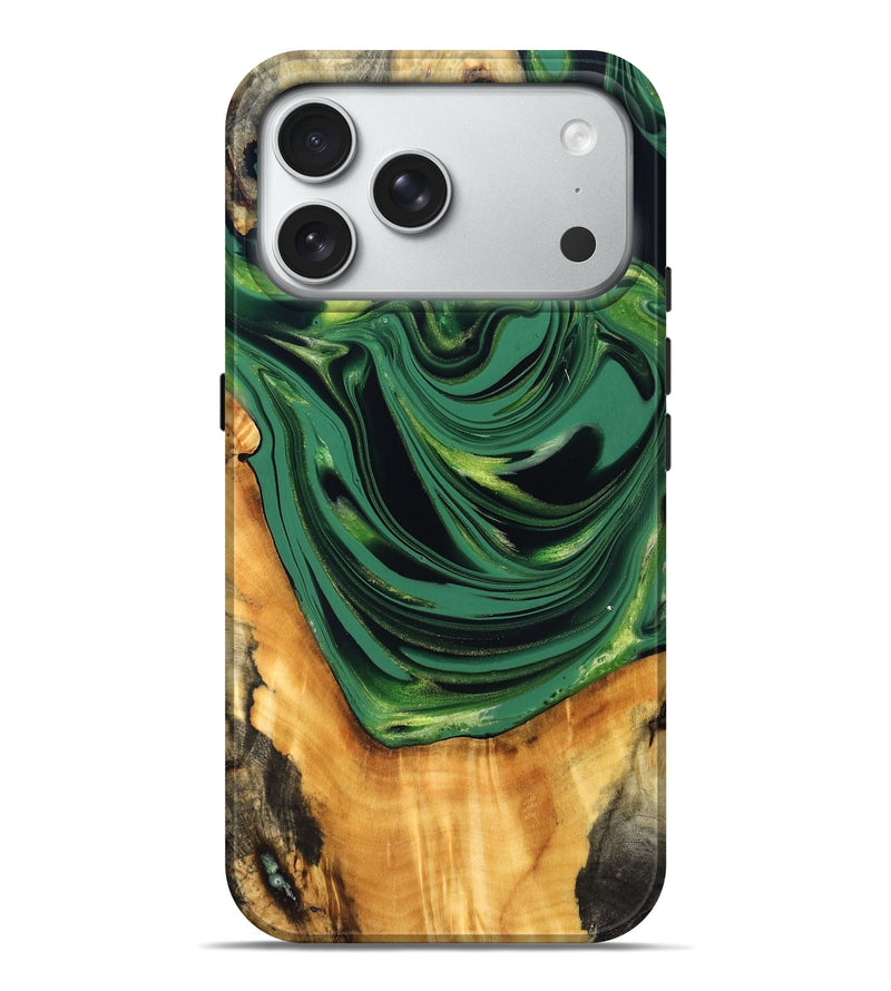 iPhone 18 Pro Max Wood Live Edge Phone Case - Manuela (Green, 832838)