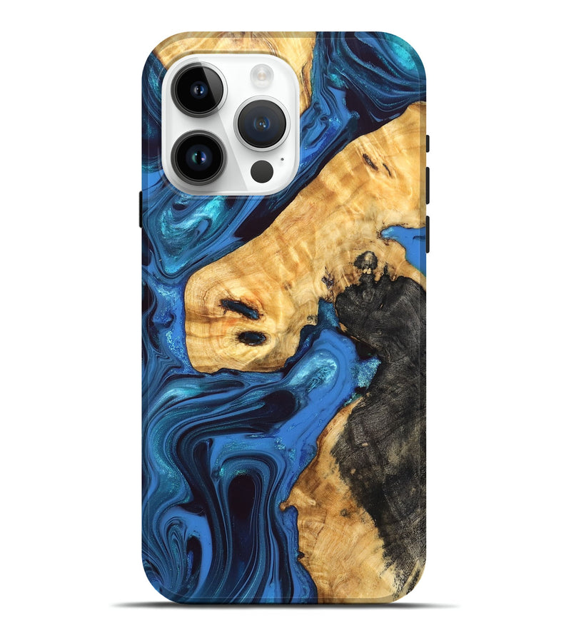 iPhone 15 Pro Max Wood Live Edge Phone Case - Bjorn (Blue, 832839)