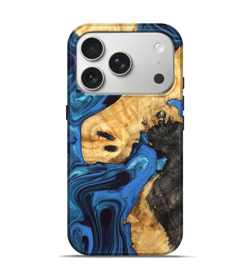iPhone 17 Pro Wood Live Edge Phone Case - Bjorn (Blue, 832839)