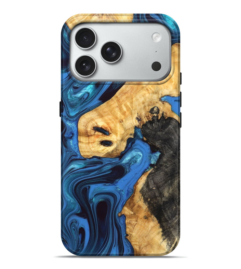 iPhone 18 Pro Max Wood Live Edge Phone Case - Bjorn (Blue, 832839)