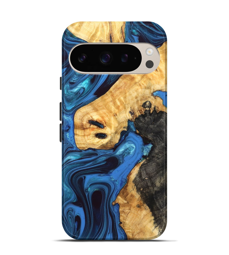 Pixel 9 Pro Wood Live Edge Phone Case - Bjorn (Blue, 832839)