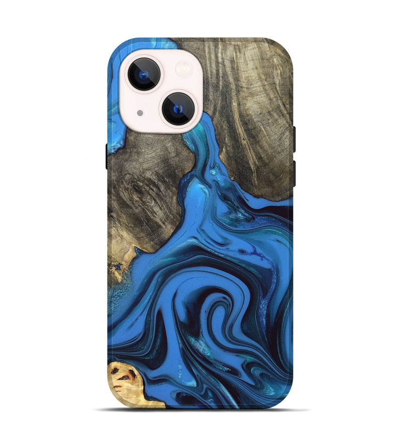iPhone 14 Wood Live Edge Phone Case - Ouida (Blue, 832840)
