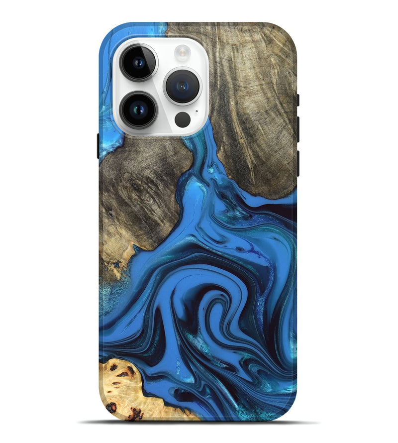 iPhone 15 Pro Max Wood Live Edge Phone Case - Ouida (Blue, 832840)