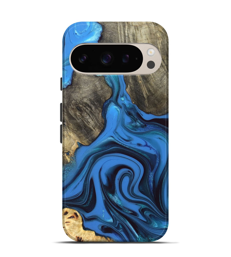 Pixel 9 Pro Wood Live Edge Phone Case - Ouida (Blue, 832840)