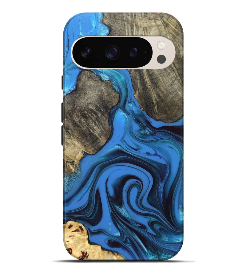 Pixel 9 Pro XL Wood Live Edge Phone Case - Ouida (Blue, 832840)