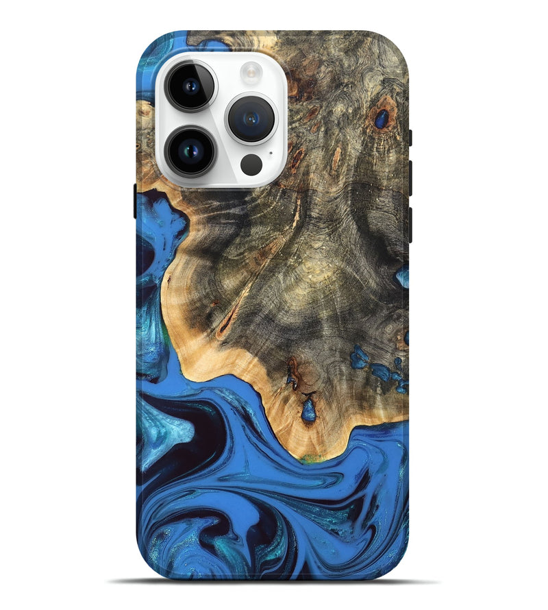 iPhone 15 Pro Max Wood Live Edge Phone Case - Alaiya (Blue, 832842)