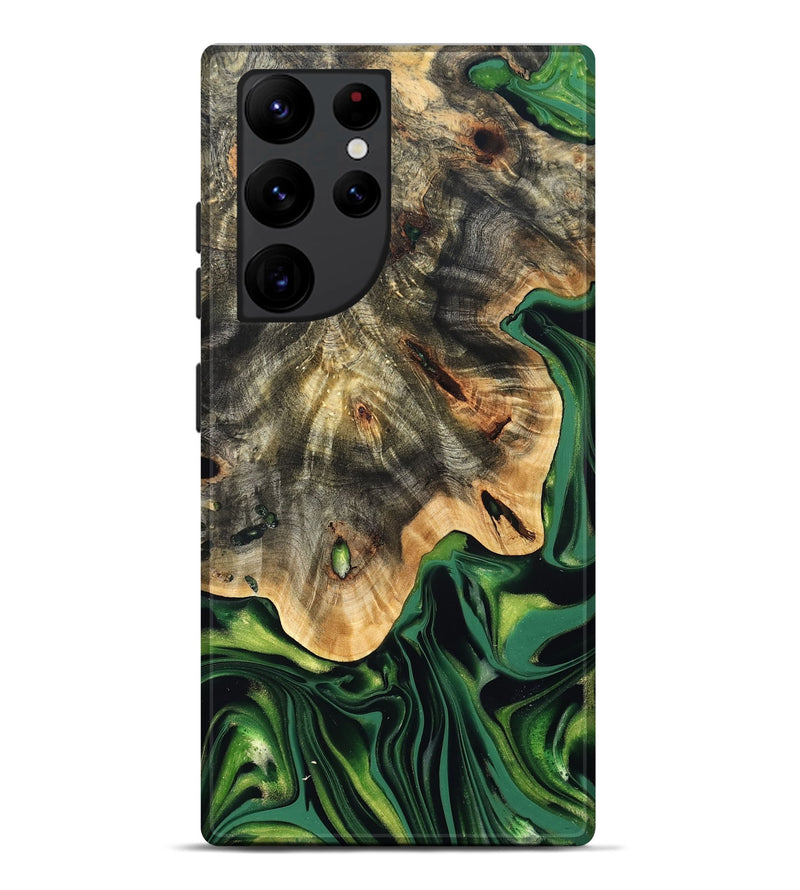 Galaxy S22 Ultra Wood Live Edge Phone Case - Lilian (Green, 832851)