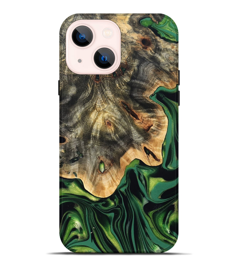 iPhone 14 Plus Wood Live Edge Phone Case - Lilian (Green, 832851)