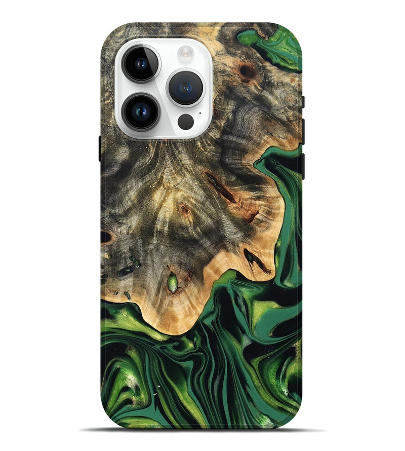 iPhone 15 Pro Max Wood Live Edge Phone Case - Lilian (Green, 832851)