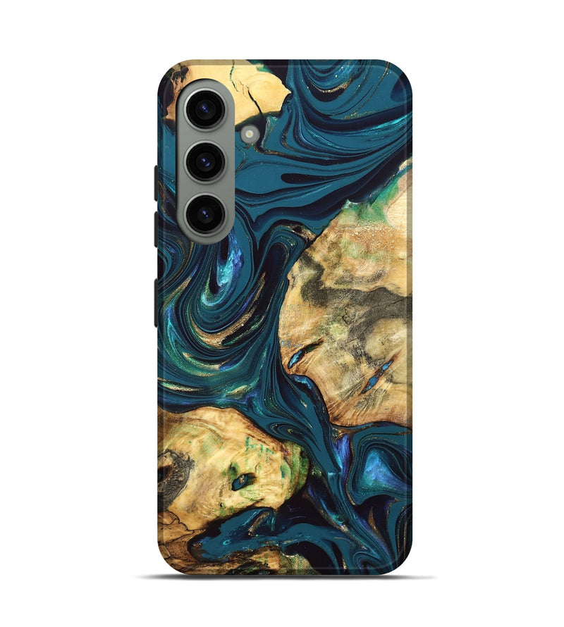 Galaxy S24 Wood Live Edge Phone Case - Fanny (Teal & Gold, 832852)