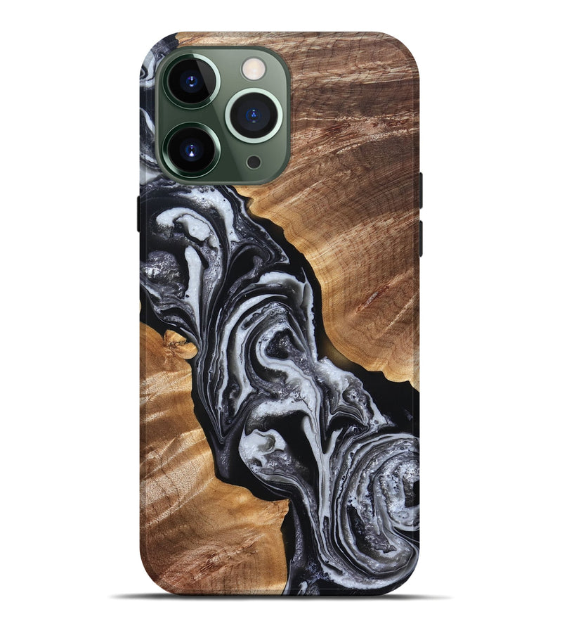 iPhone 13 Pro Max Wood Live Edge Phone Case - Zina (Black & White, 832856)