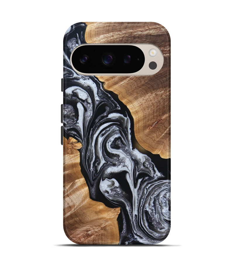 Pixel 9 Wood Live Edge Phone Case - Zina (Black & White, 832856)