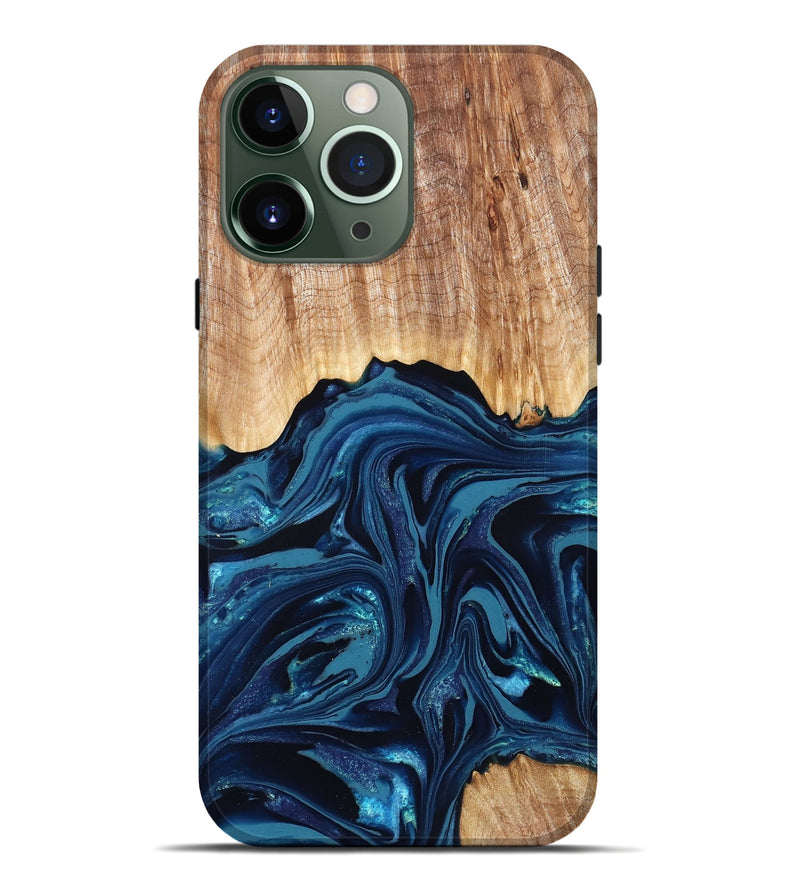 iPhone 13 Pro Max Wood Live Edge Phone Case - Inaya (Blue, 832857)