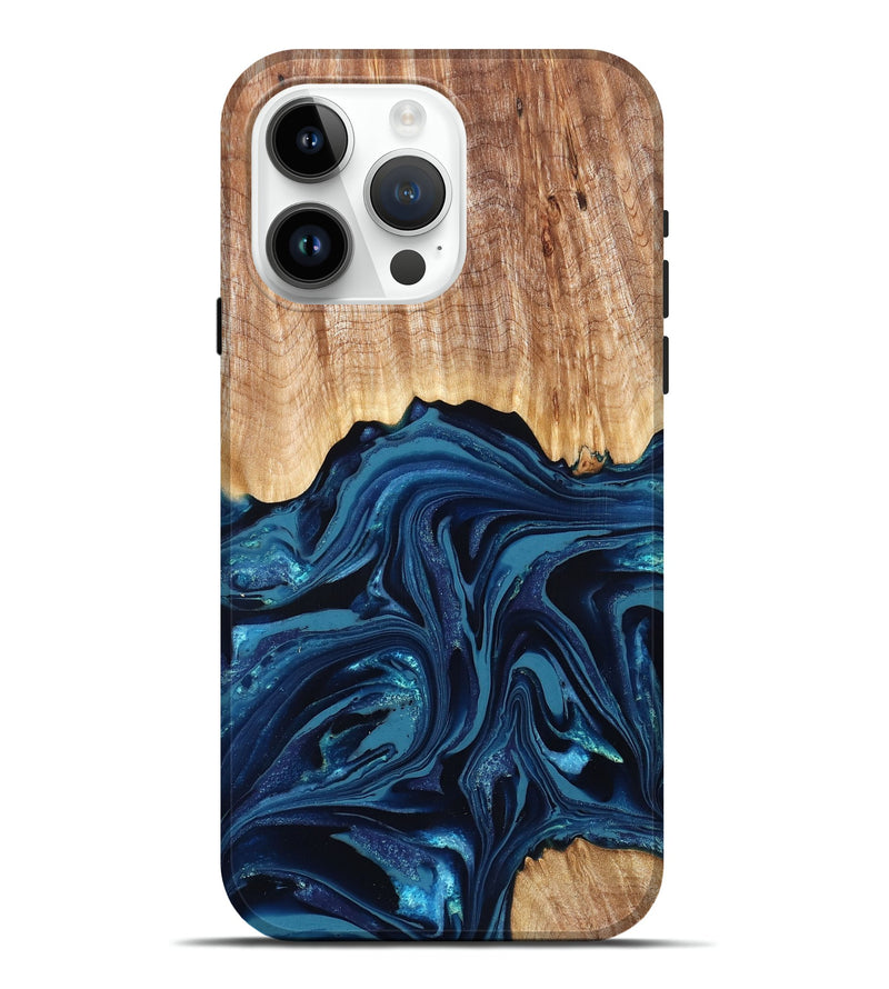 iPhone 15 Pro Max Wood Live Edge Phone Case - Inaya (Blue, 832857)