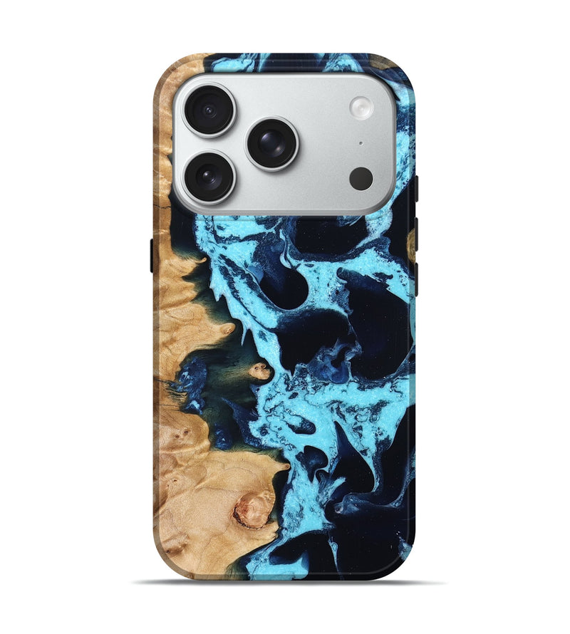 iPhone 18 Pro Wood Live Edge Phone Case - Xyla (Blue, 832859)