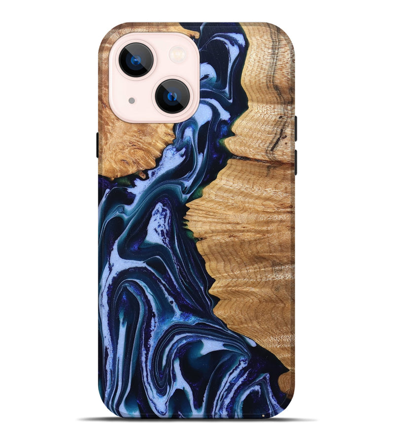 iPhone 14 Plus Wood Live Edge Phone Case - Mitzi (Blue, 832863)