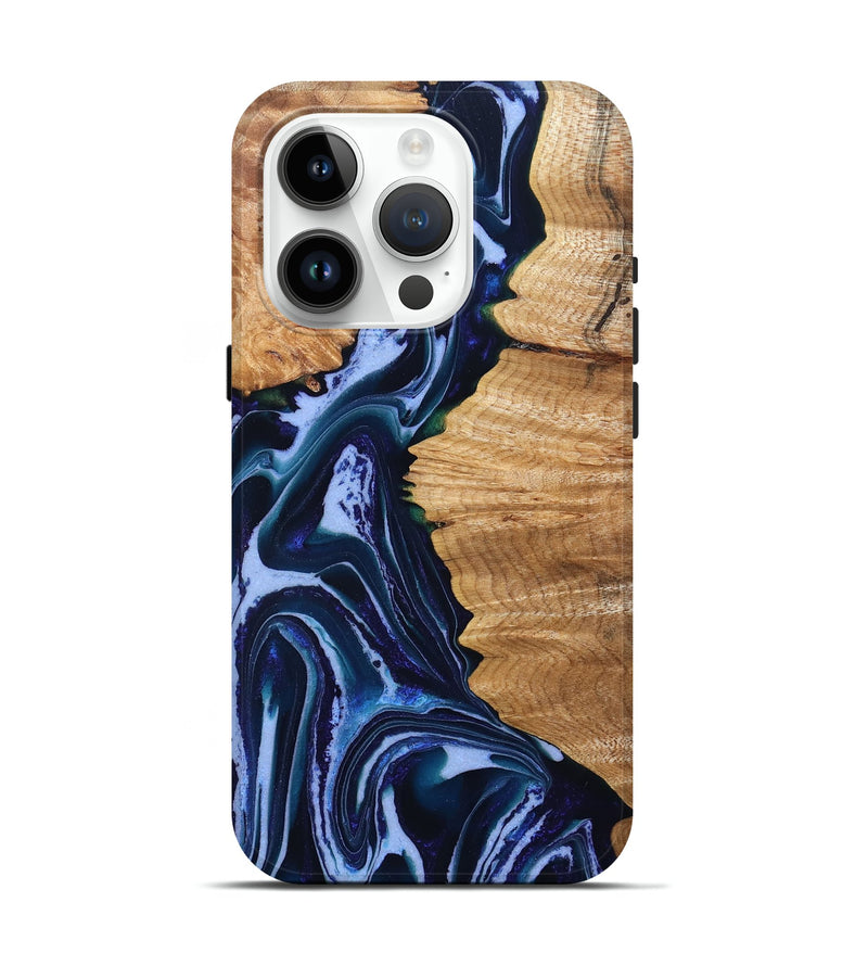iPhone 15 Pro Wood Live Edge Phone Case - Mitzi (Blue, 832863)