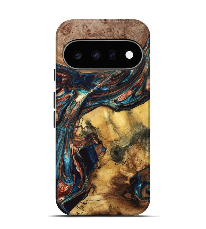 Pixel 11 Wood Live Edge Phone Case - Lucius (Teal & Gold, 832866)