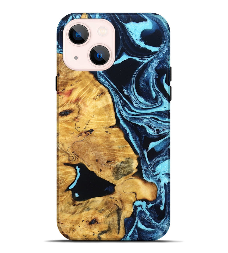 iPhone 14 Plus Wood Live Edge Phone Case - Baby (Blue, 832871)