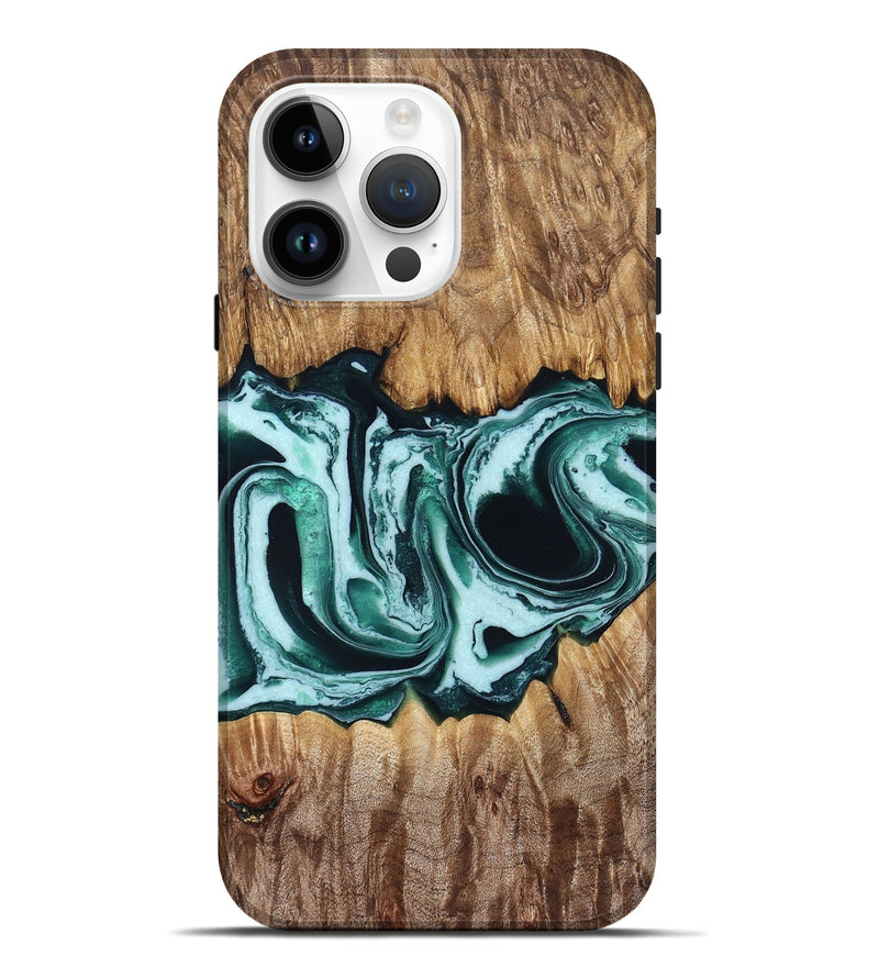 iPhone 15 Pro Max Wood Live Edge Phone Case - Mayme (Green, 832872)
