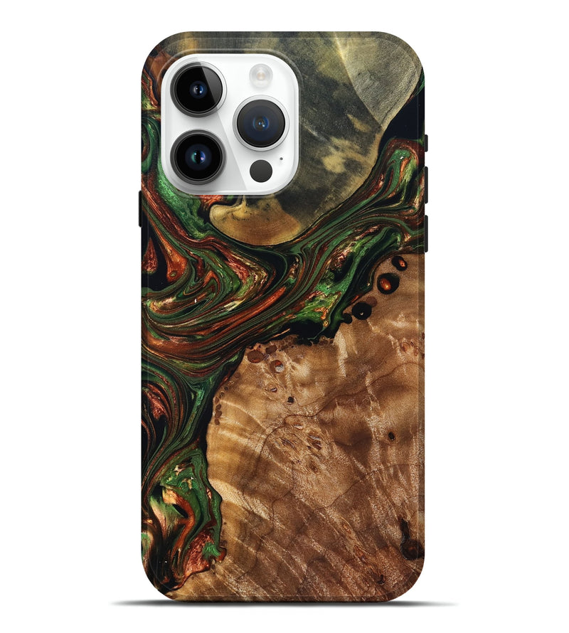 iPhone 15 Pro Max Wood Live Edge Phone Case - Ernie (Green, 832873)