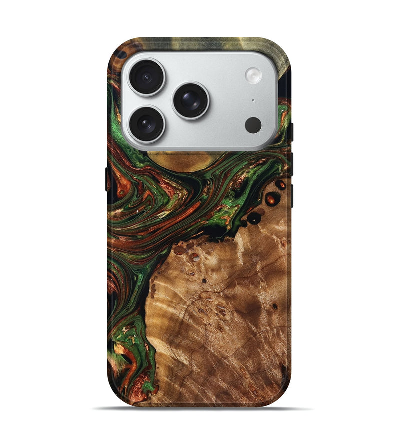iPhone 18 Pro Wood Live Edge Phone Case - Ernie (Green, 832873)