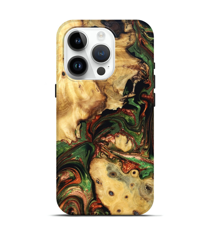 iPhone 15 Pro Wood Live Edge Phone Case - Erick (Green, 832874)