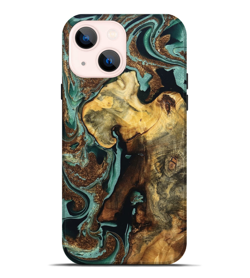 iPhone 14 Plus Wood Live Edge Phone Case - Chace (Green, 832879)