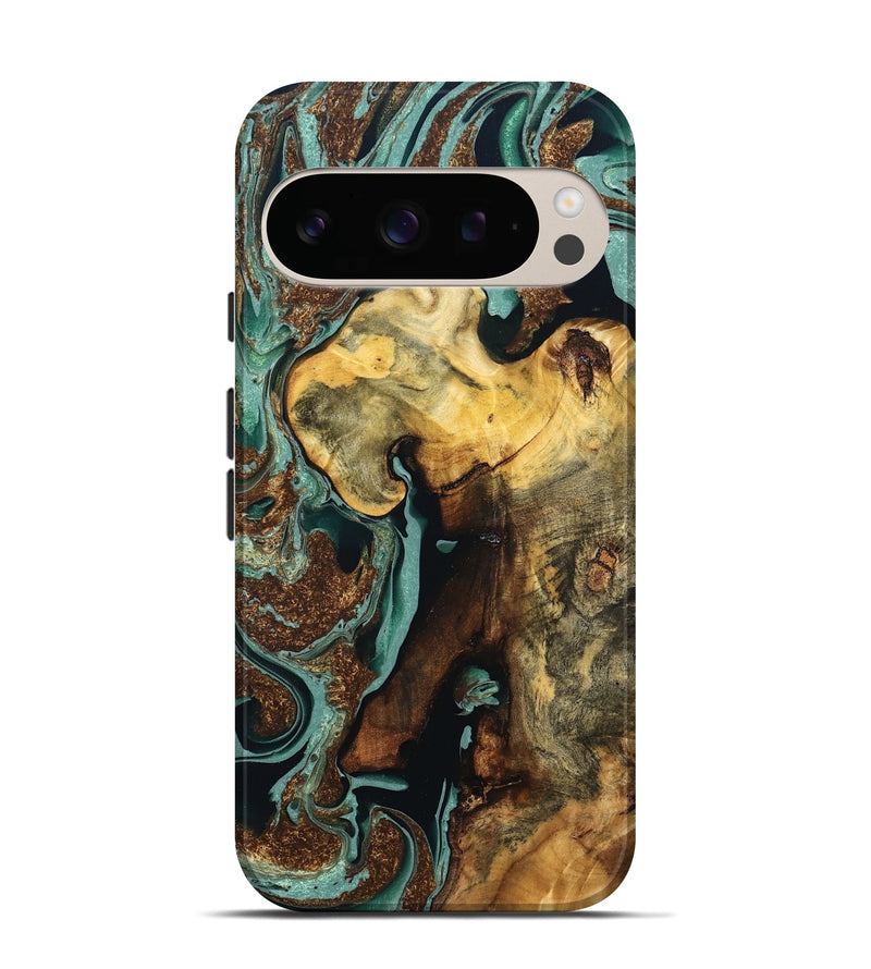 Pixel 10 Pro Wood Live Edge Phone Case - Chace (Green, 832879)