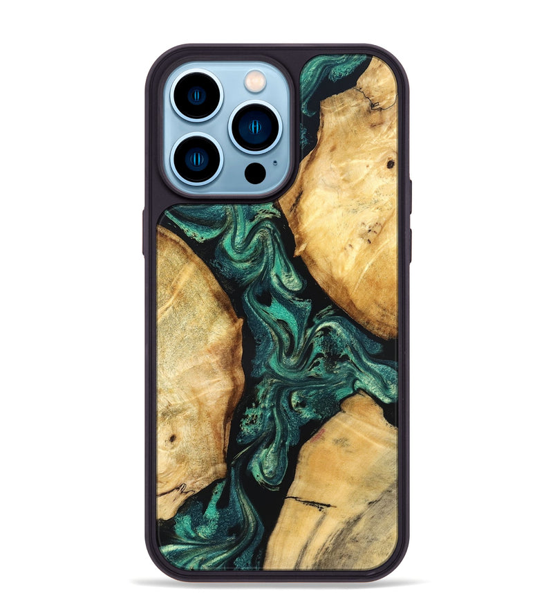 iPhone 14 Pro Max Wood Phone Case - Charles (Green, 832884)