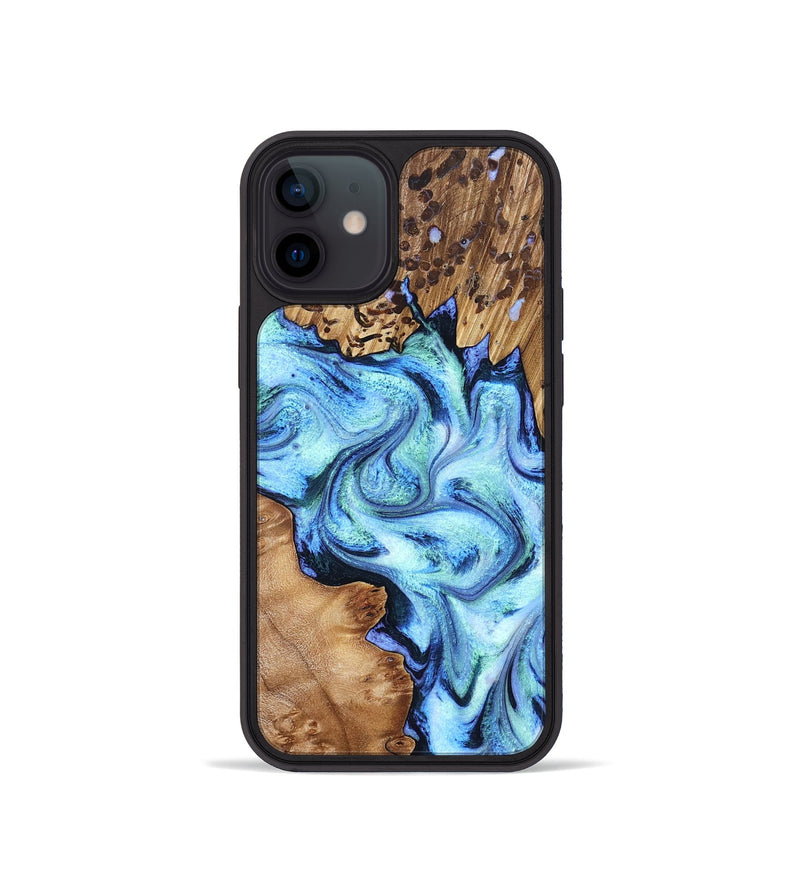 iPhone 12 mini Wood Phone Case - Dorene (Blue, 832887)