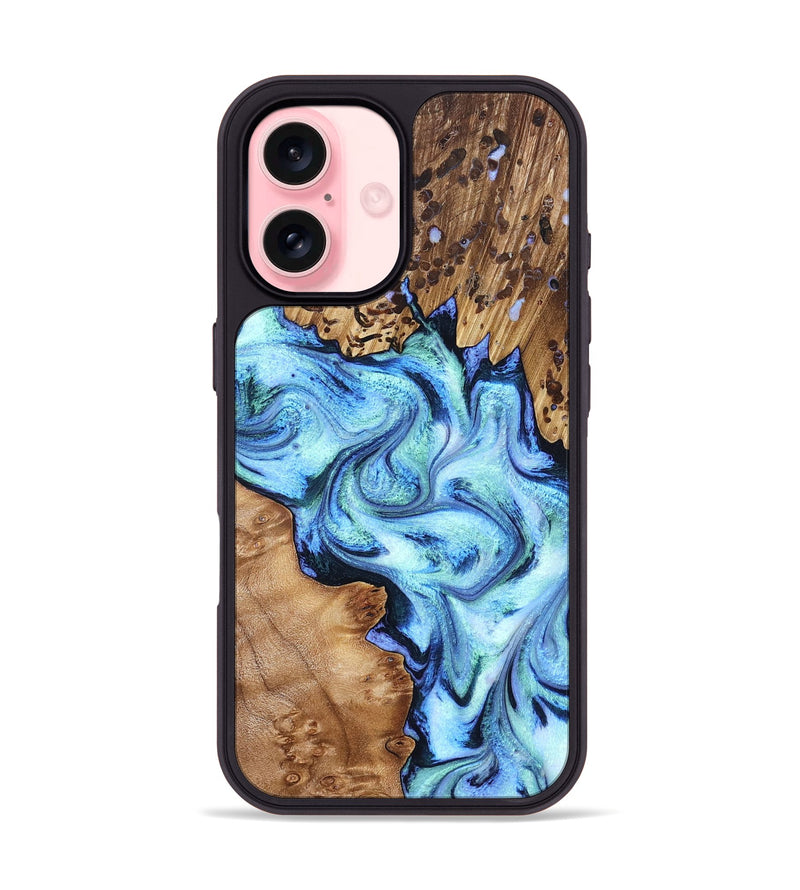 iPhone 16 Wood Phone Case - Dorene (Blue, 832887)