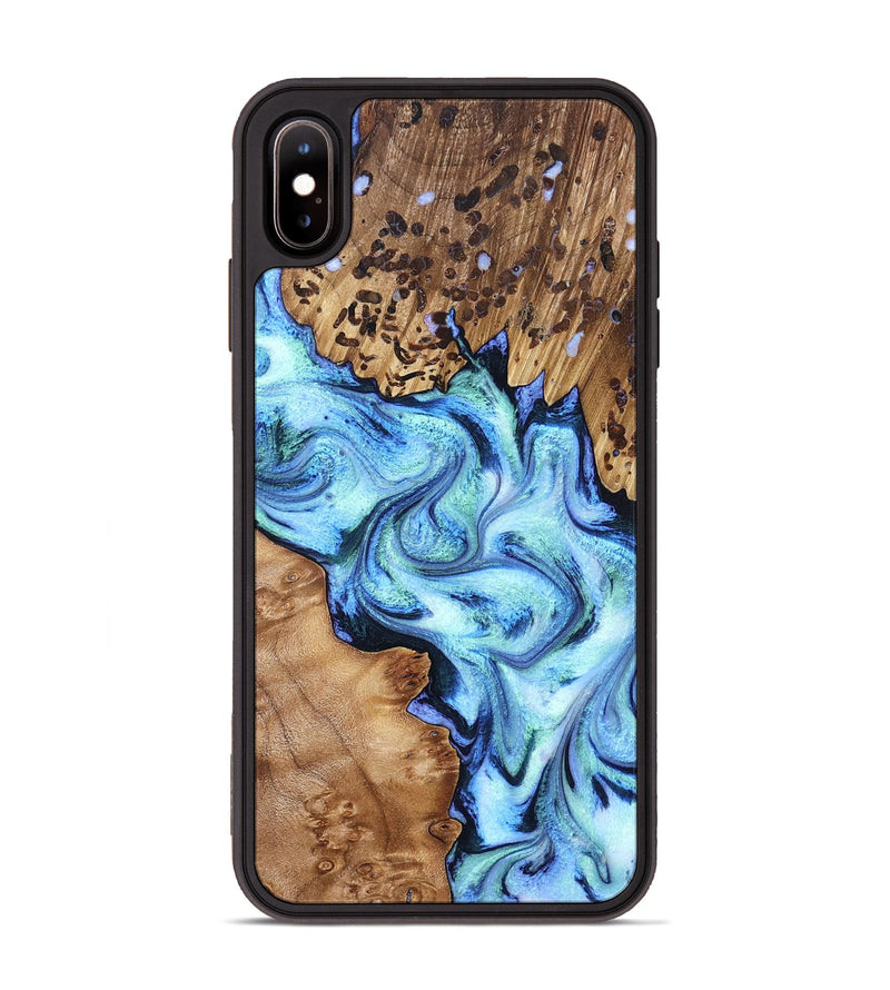 iPhone Xs Max Wood Phone Case - Dorene (Blue, 832887)