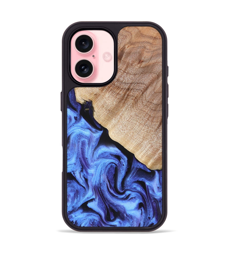 iPhone 16 Wood Phone Case - Winona (Blue, 832903)