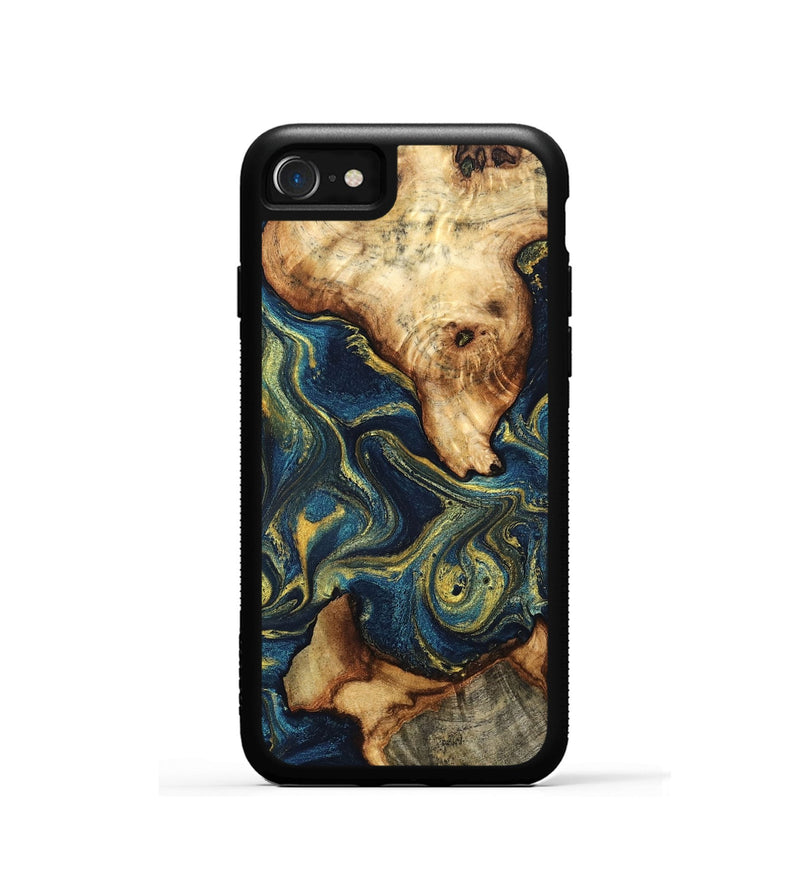 iPhone SE Wood Phone Case - Mavis (Teal & Gold, 832914)