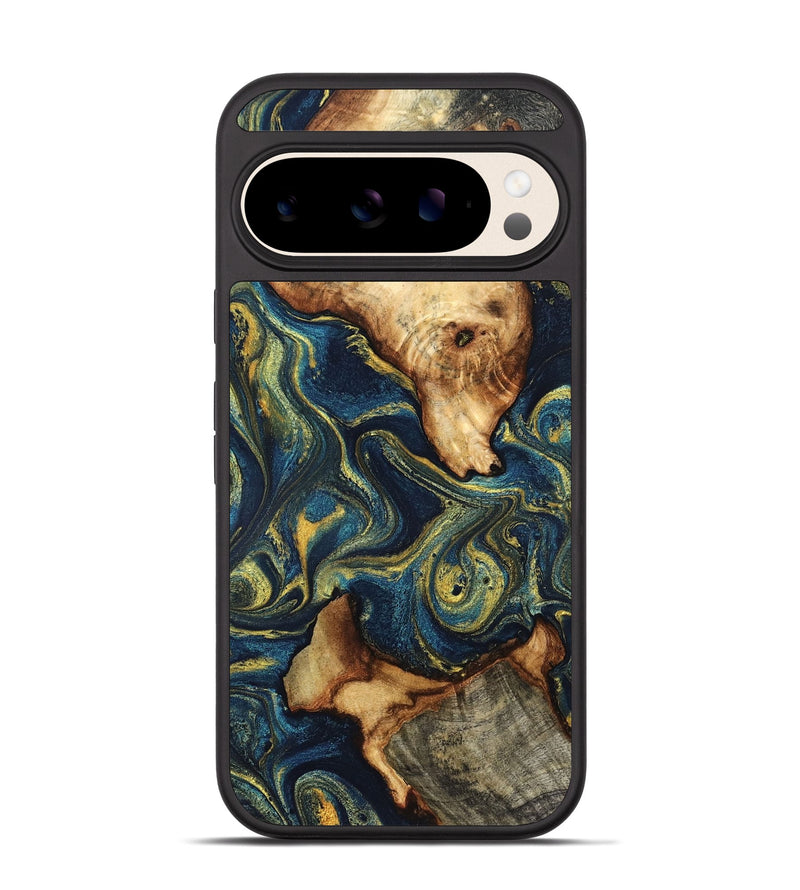 Pixel 10 Wood Phone Case - Mavis (Teal & Gold, 832914)