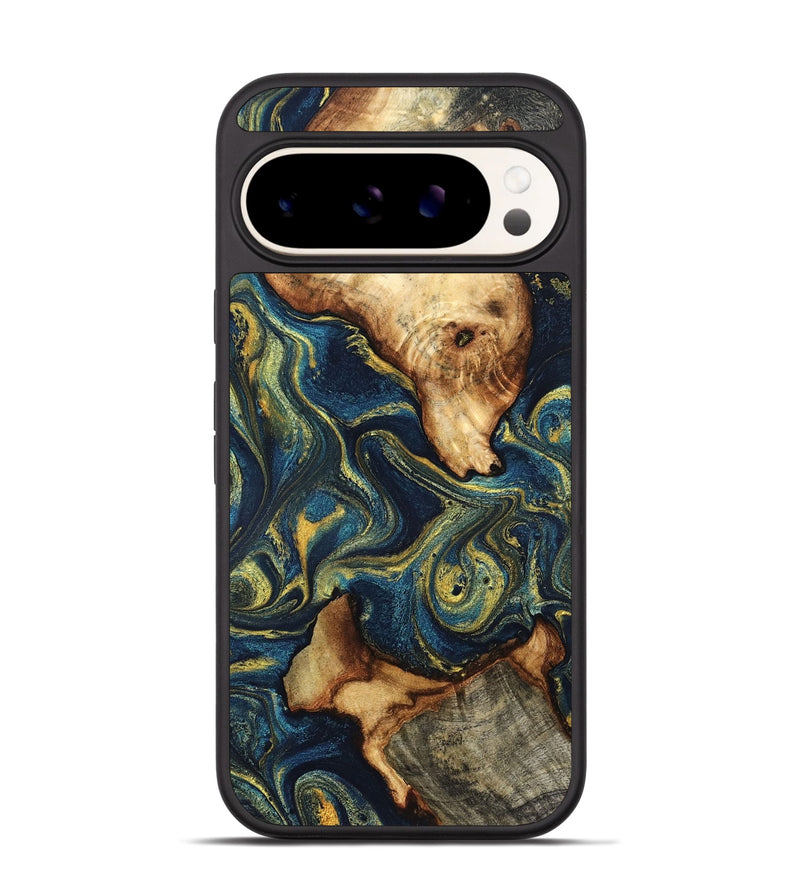 Pixel 9 Wood Phone Case - Mavis (Teal & Gold, 832914)