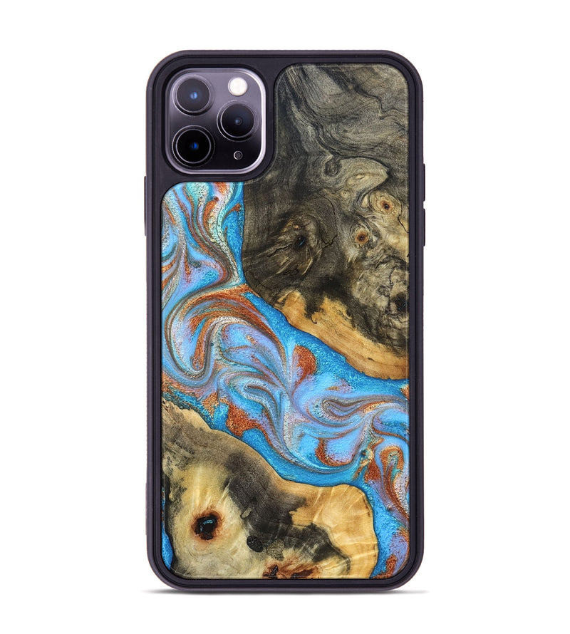 iPhone 11 Pro Max Wood Phone Case - Ryne (Teal & Gold, 832915)