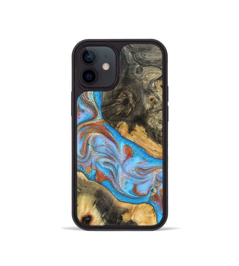 iPhone 12 mini Wood Phone Case - Ryne (Teal & Gold, 832915)