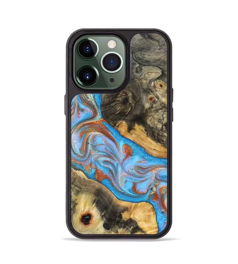 iPhone 13 Pro Wood Phone Case - Ryne (Teal & Gold, 832915)