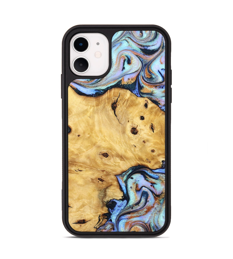 iPhone 11 Wood Phone Case - Tommy (Teal & Gold, 832916)