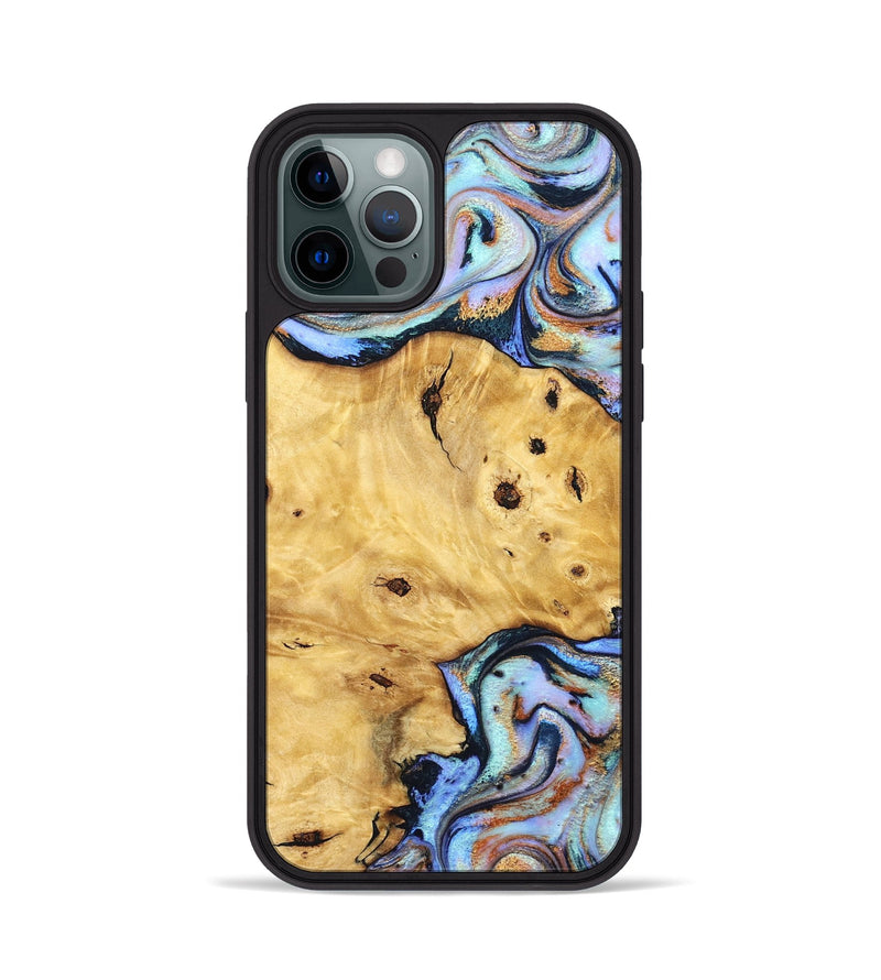 iPhone 12 Pro Wood Phone Case - Tommy (Teal & Gold, 832916)