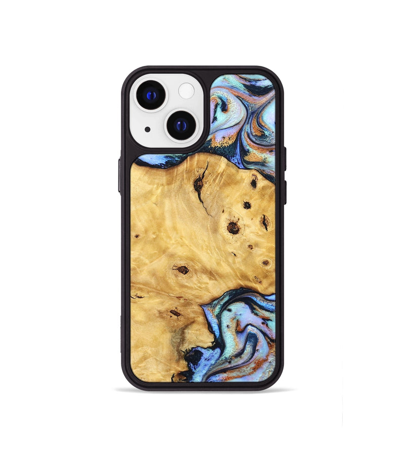 iPhone 13 mini Wood Phone Case - Tommy (Teal & Gold, 832916)