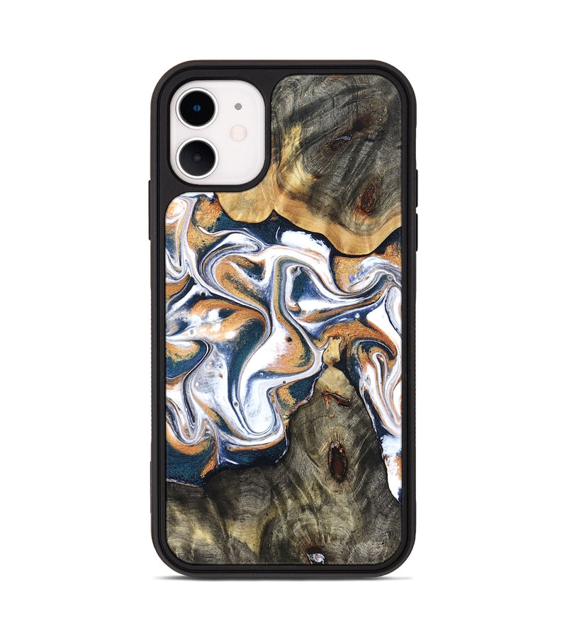 iPhone 11 Wood Phone Case - Sage (Teal & Gold, 832917)