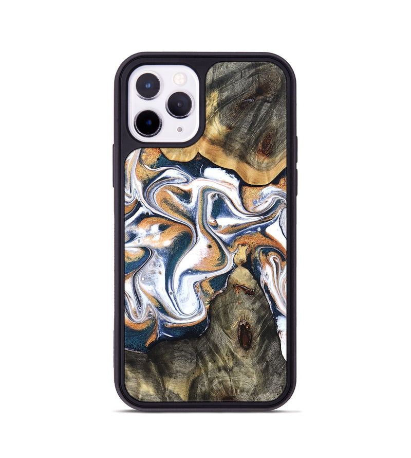 iPhone 11 Pro Wood Phone Case - Sage (Teal & Gold, 832917)
