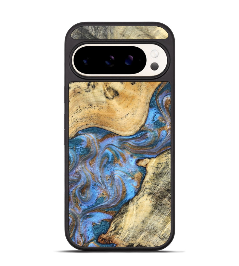 Pixel 9 Wood Phone Case - Coleen (Teal & Gold, 832918)